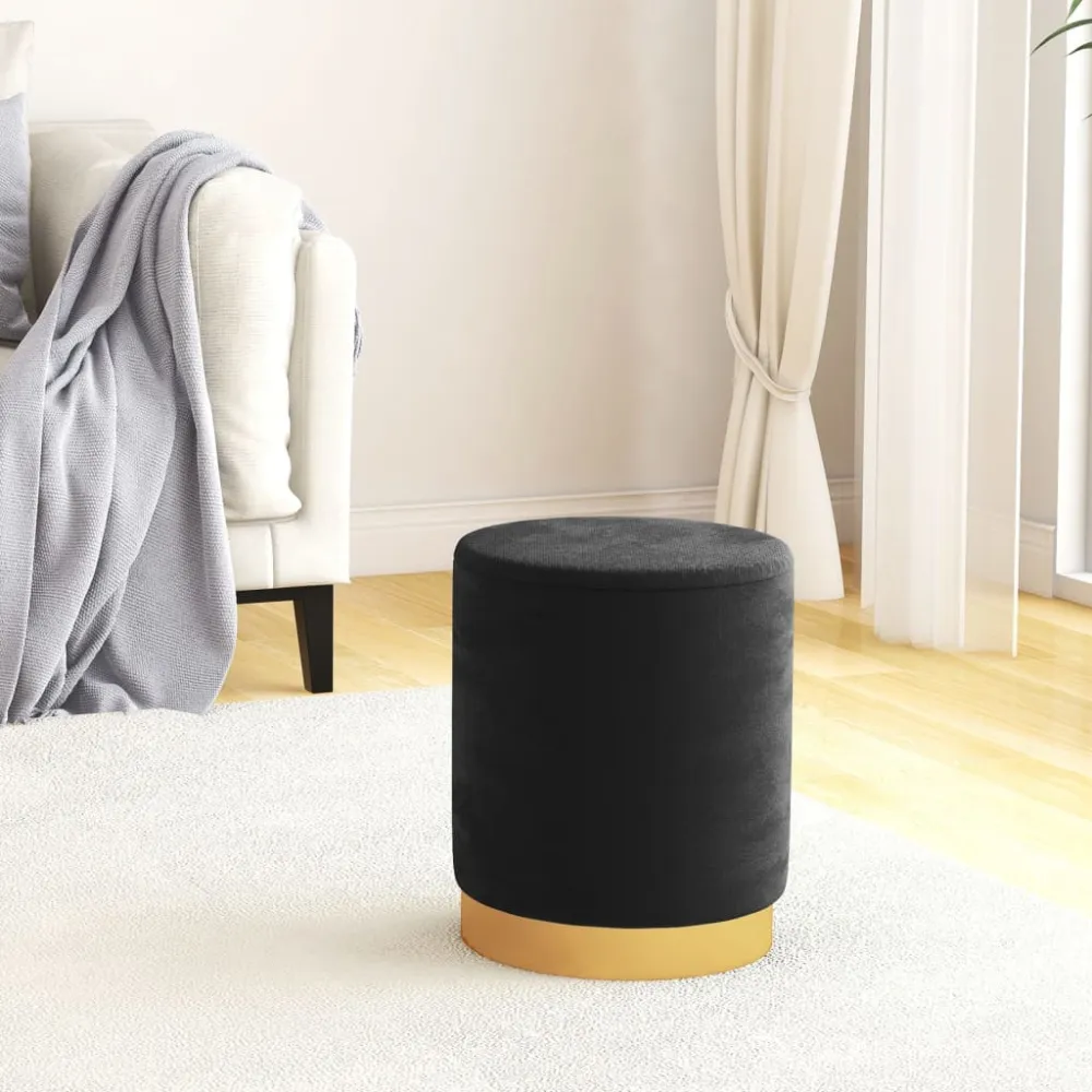 Hocker met opbergruimte rond fluweel 31 x 37 cm zwart vidaXL