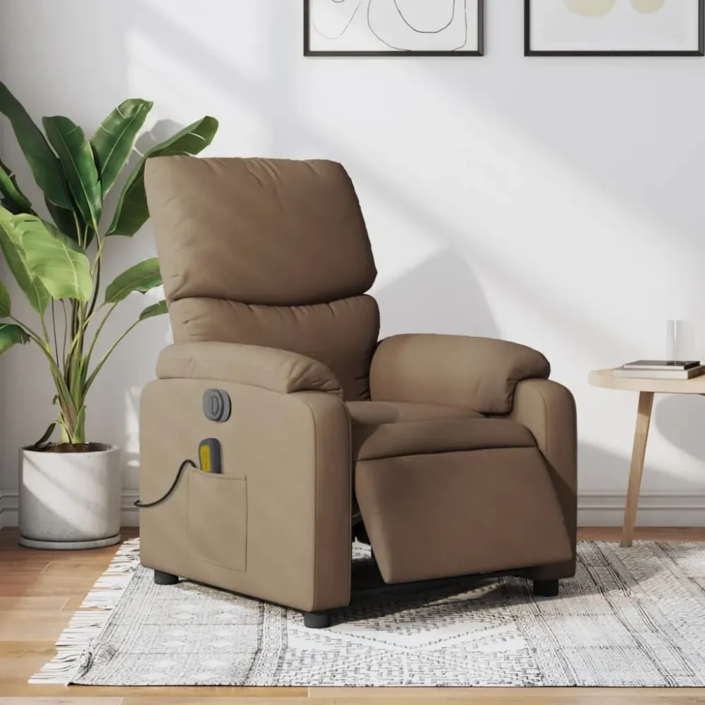 Massagestoel elektrisch verstelbaar stof bruin vidaXL