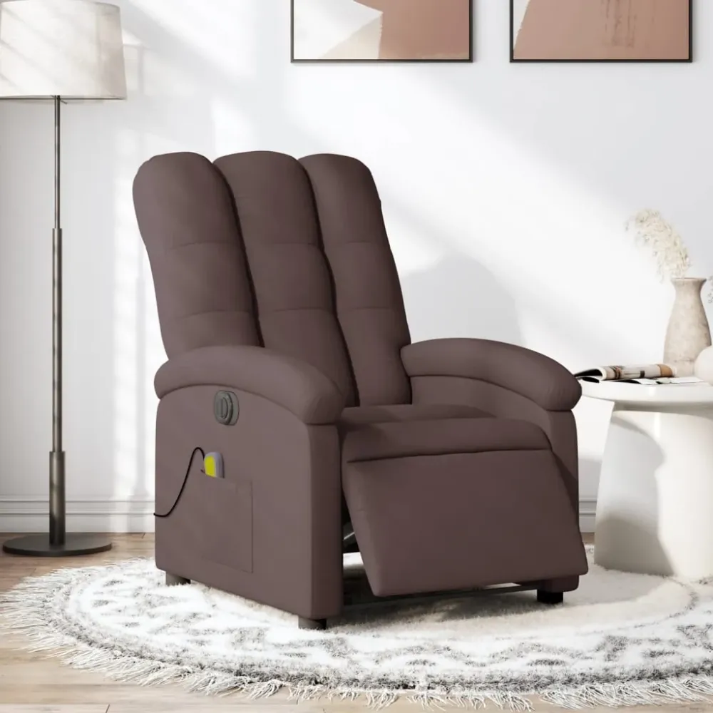 Massagestoel elektrisch verstelbaar stof donkerbruin vidaXL