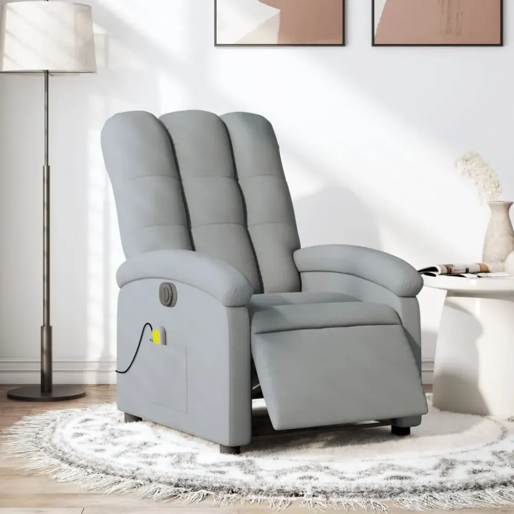 Massagestoel elektrisch verstelbaar stof lichtgrijs vidaXL