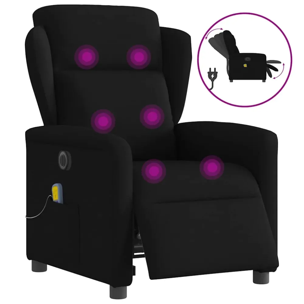 Massagestoel elektrisch verstelbaar stof zwart vidaXL