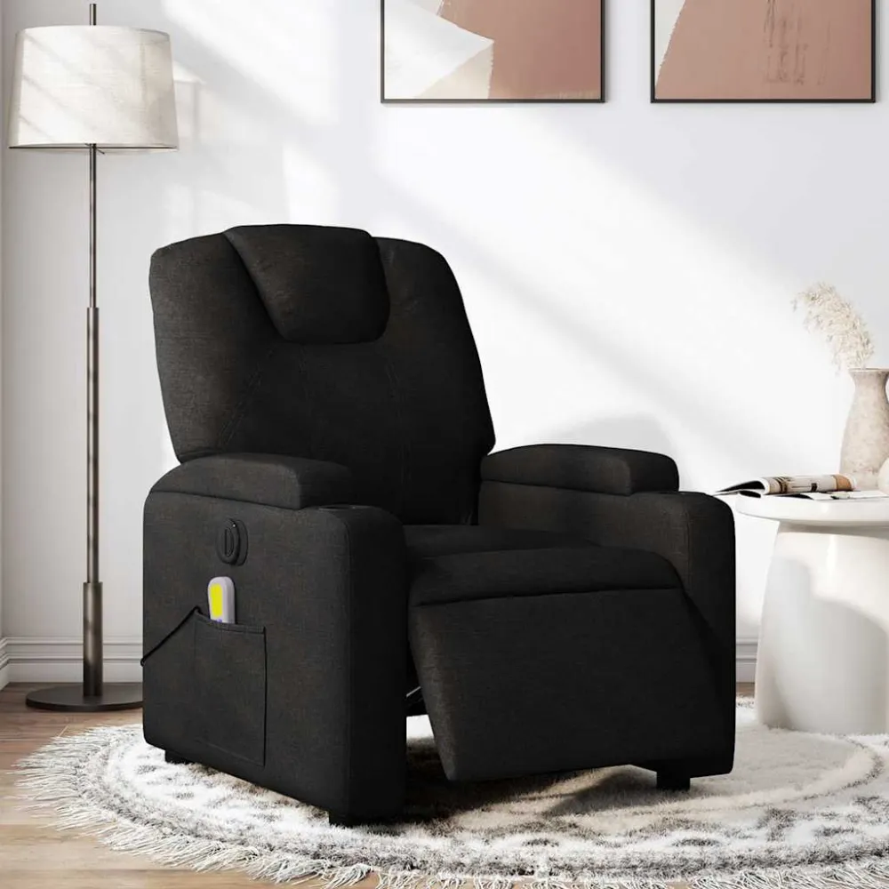Massagestoel elektrisch verstelbaar stof zwart vidaXL