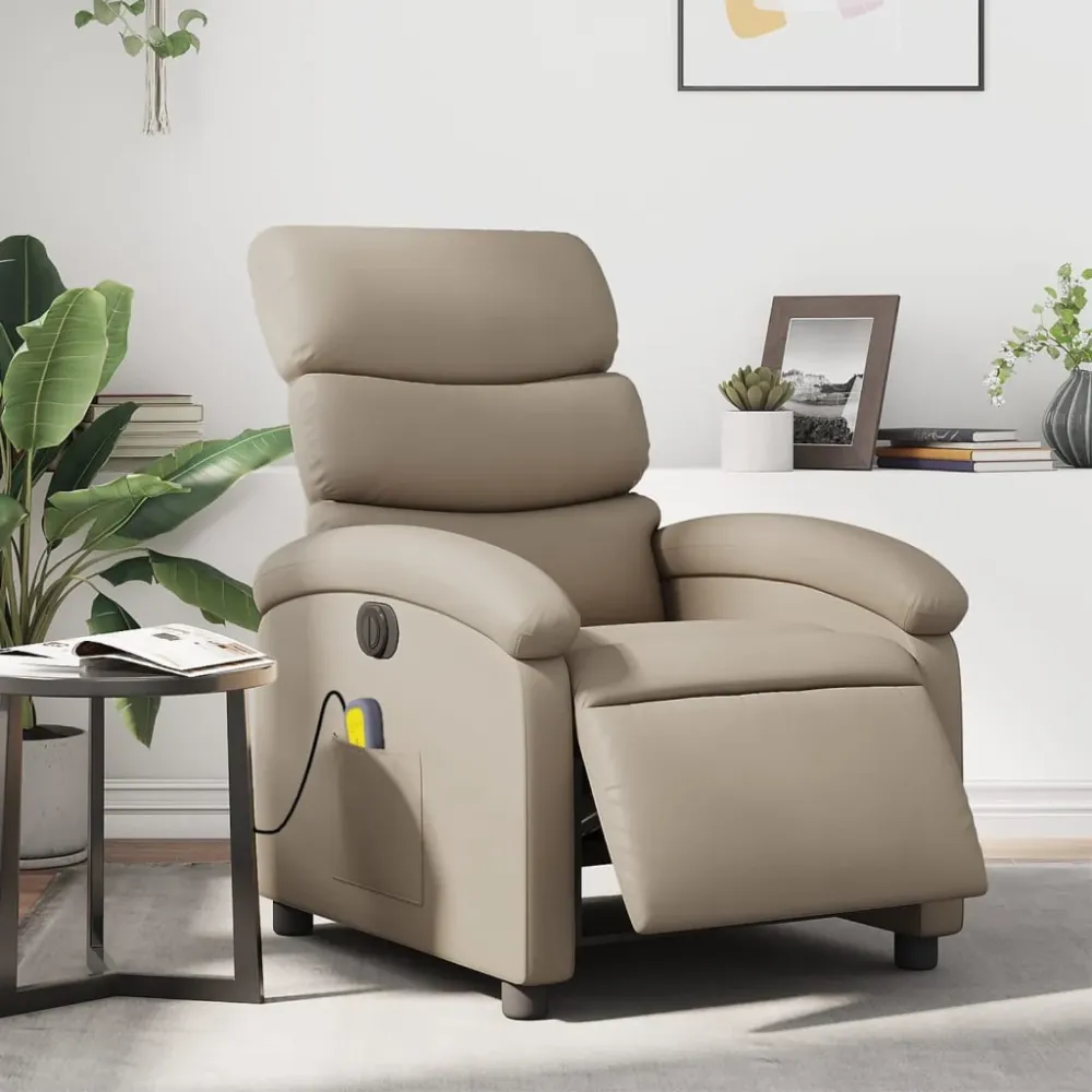 Massagestoel verstelbaar elektrisch kunstleer cappuccinokleurig vidaXL