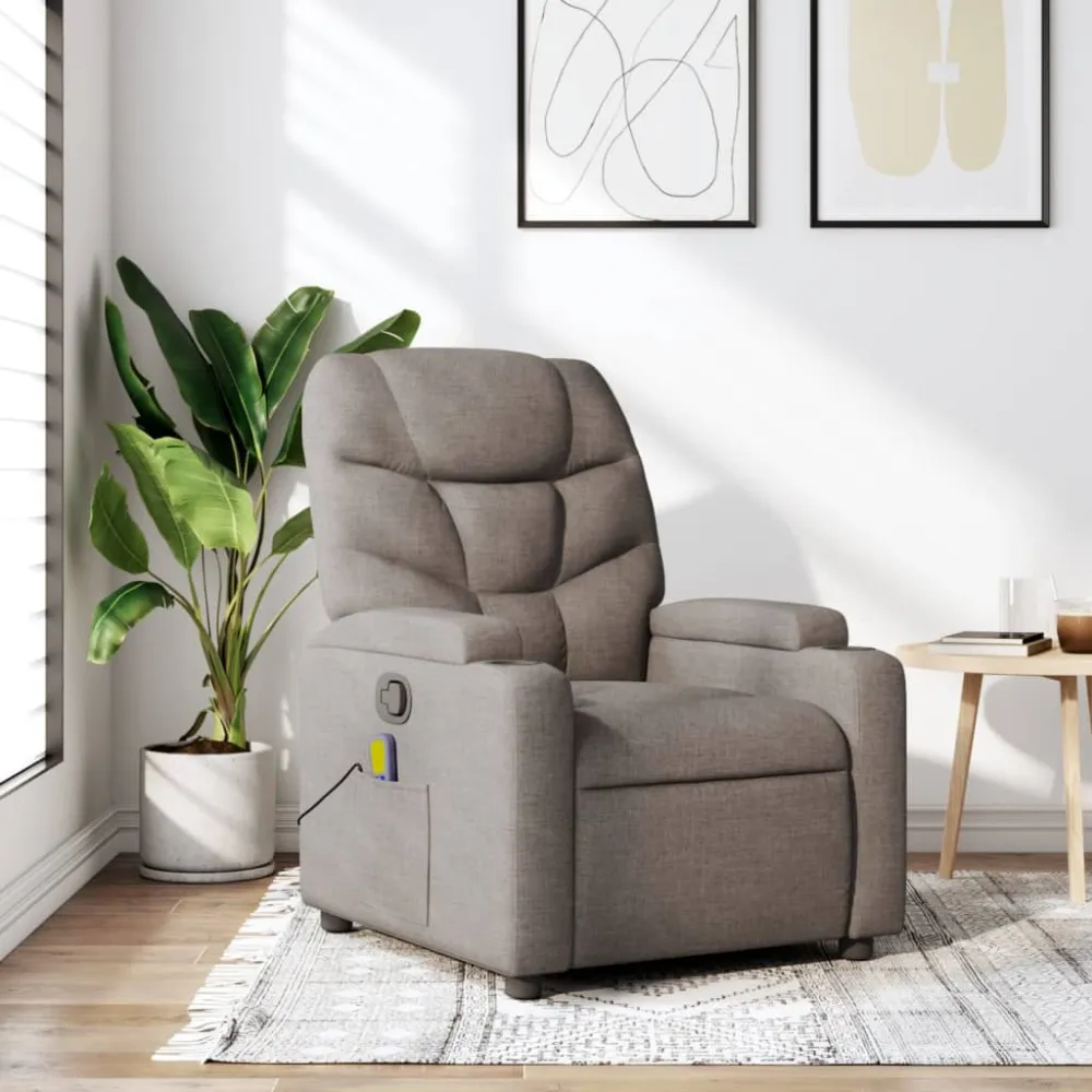 Massagestoel verstelbaar stof taupe vidaXL