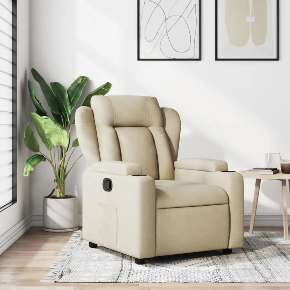 Relaxfauteuil Crème Stof vidaXL
