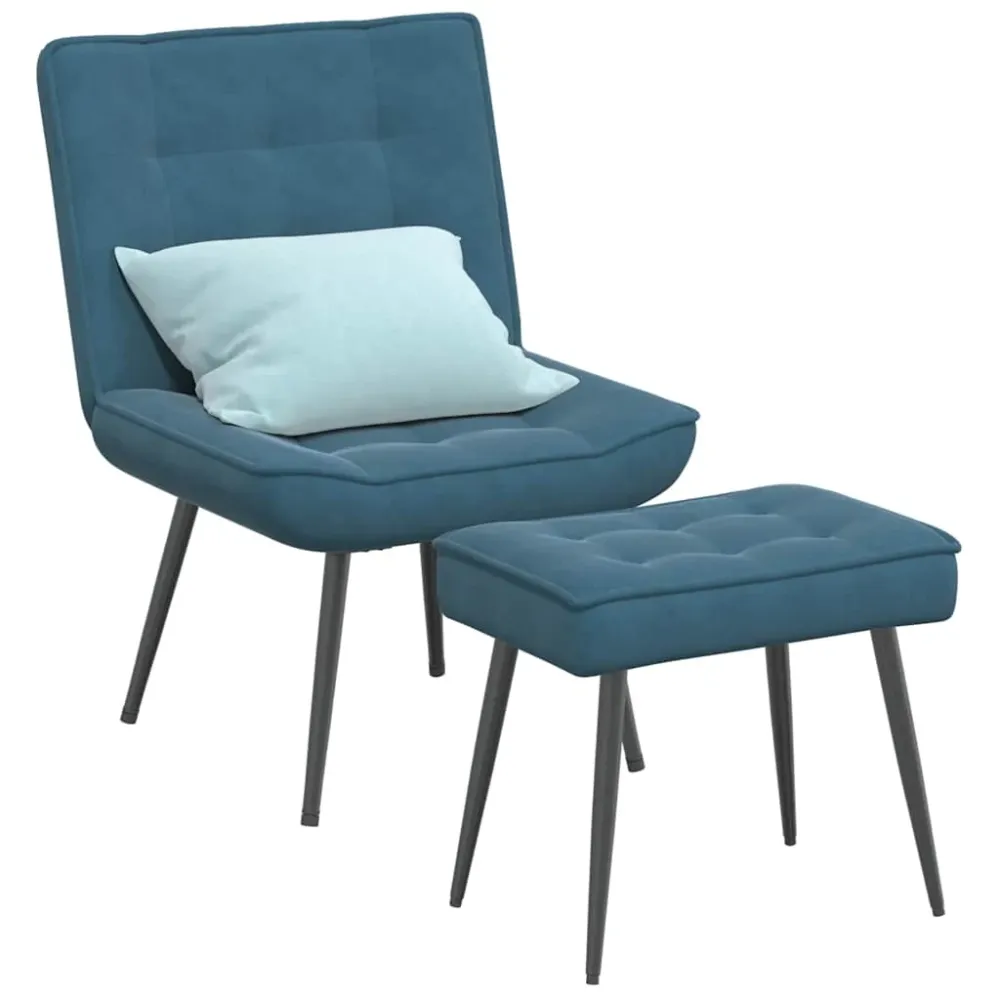 Relaxstoel met voetenbank fluweel blauw vidaXL