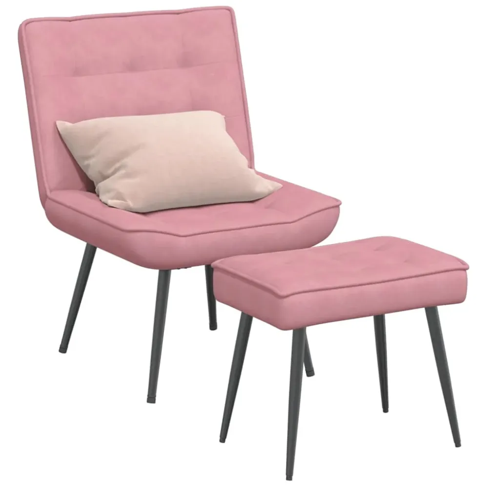 Relaxstoel met voetenbank fluweel roze vidaXL