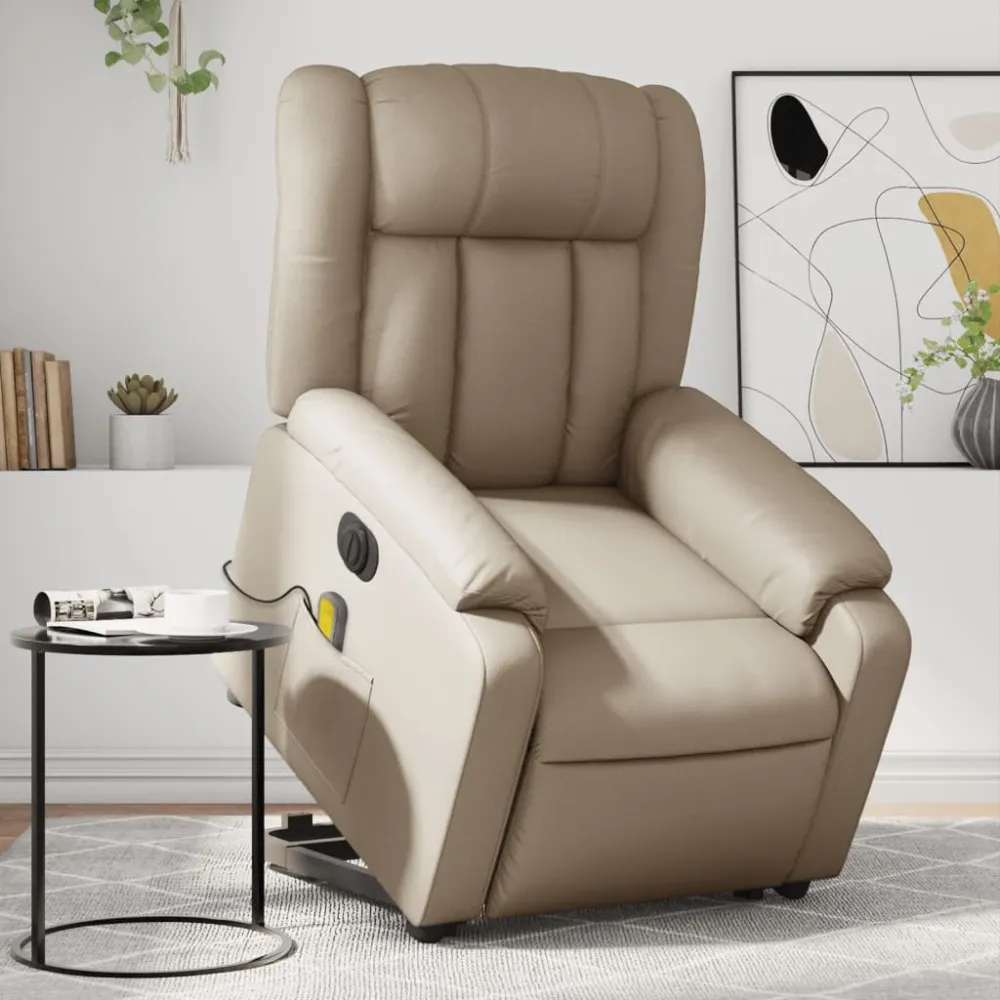 Sta-op-massagestoel elektrisch kunstleer cappuccinokleurig vidaXL