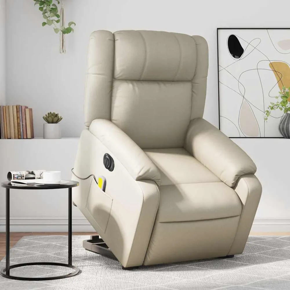 Sta-op-massagestoel elektrisch kunstleer crèmekleurig vidaXL