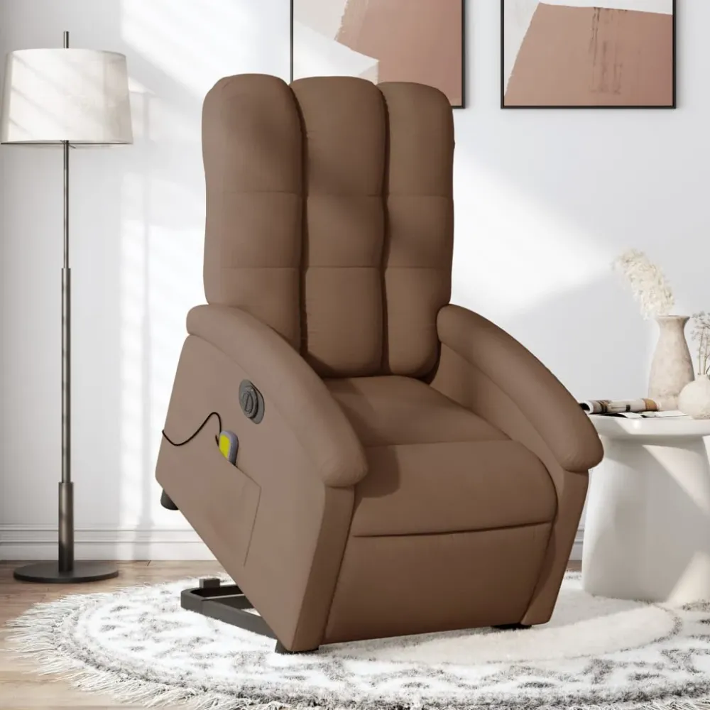 Sta-op-massagestoel elektrisch verstelbaar stof bruin vidaXL