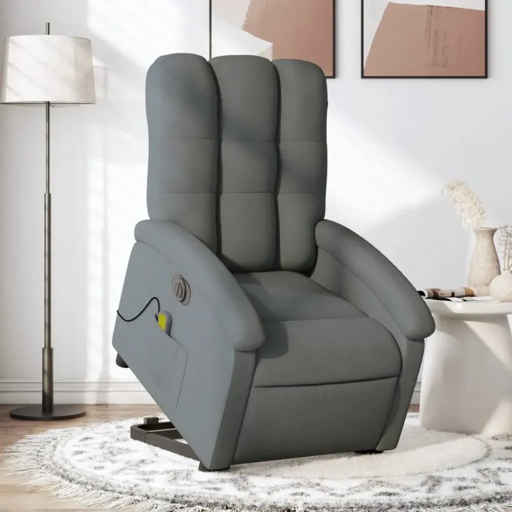 Sta-op-massagestoel elektrisch verstelbaar stof donkergrijs vidaXL