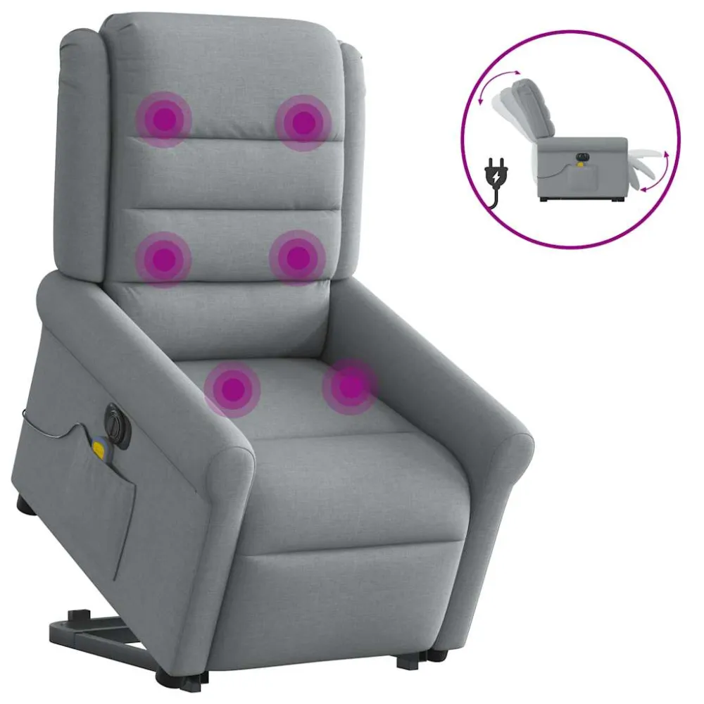 Sta-op-massagestoel elektrisch verstelbaar stof lichtgrijs vidaXL