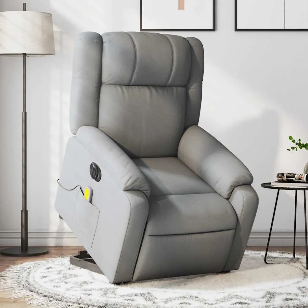 Sta-op-massagestoel elektrisch verstelbaar stof lichtgrijs vidaXL