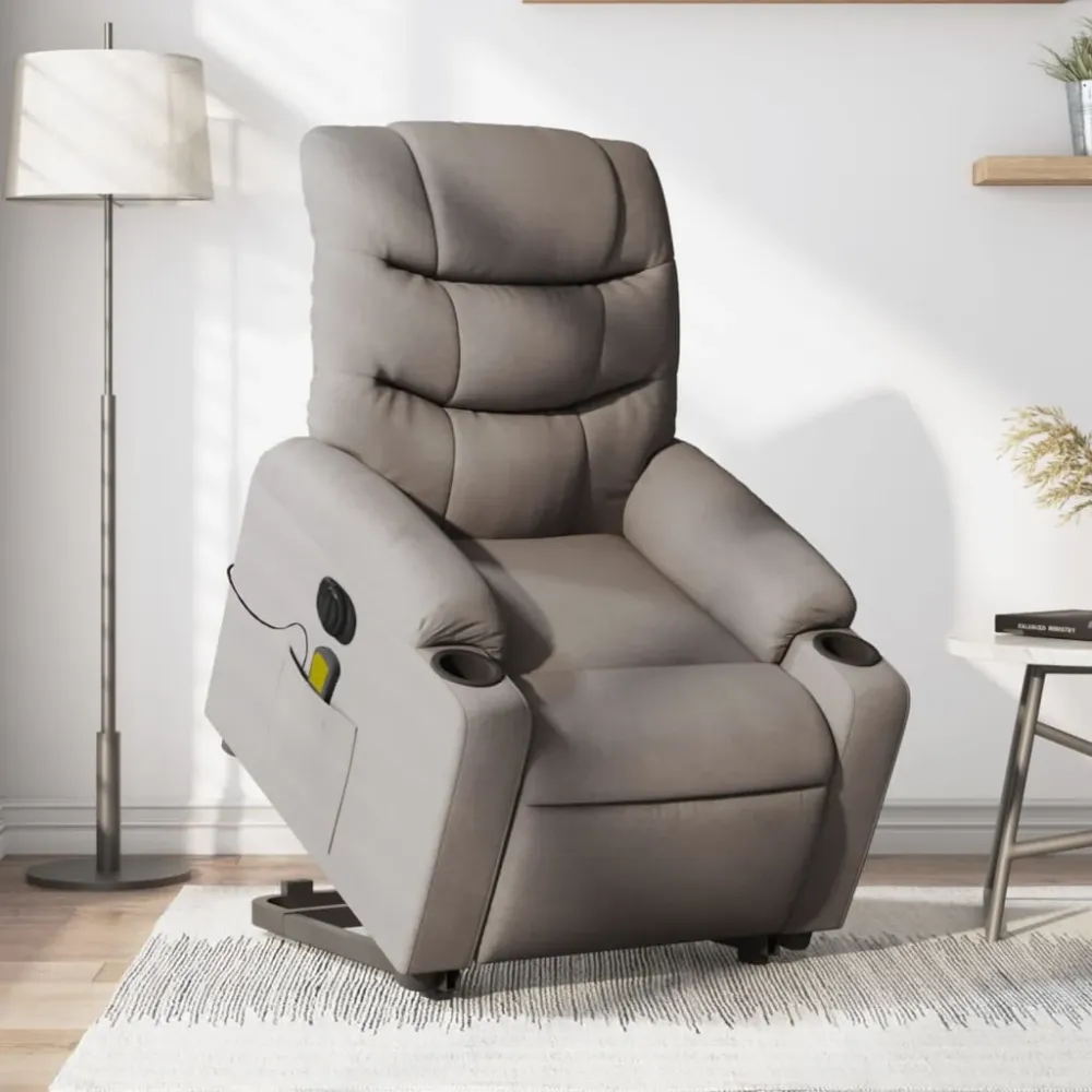 Sta-op-massagestoel elektrisch verstelbaar stof taupe vidaXL