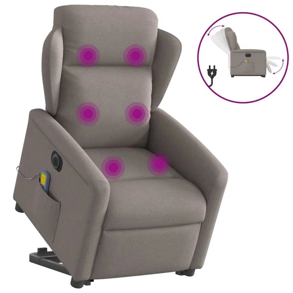 Sta-op-massagestoel elektrisch verstelbaar stof taupe vidaXL
