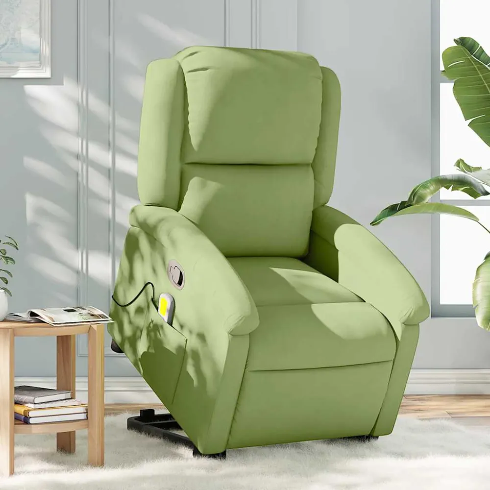 Sta-op-massagestoel verstelbaar fluweel lichtgroen vidaXL