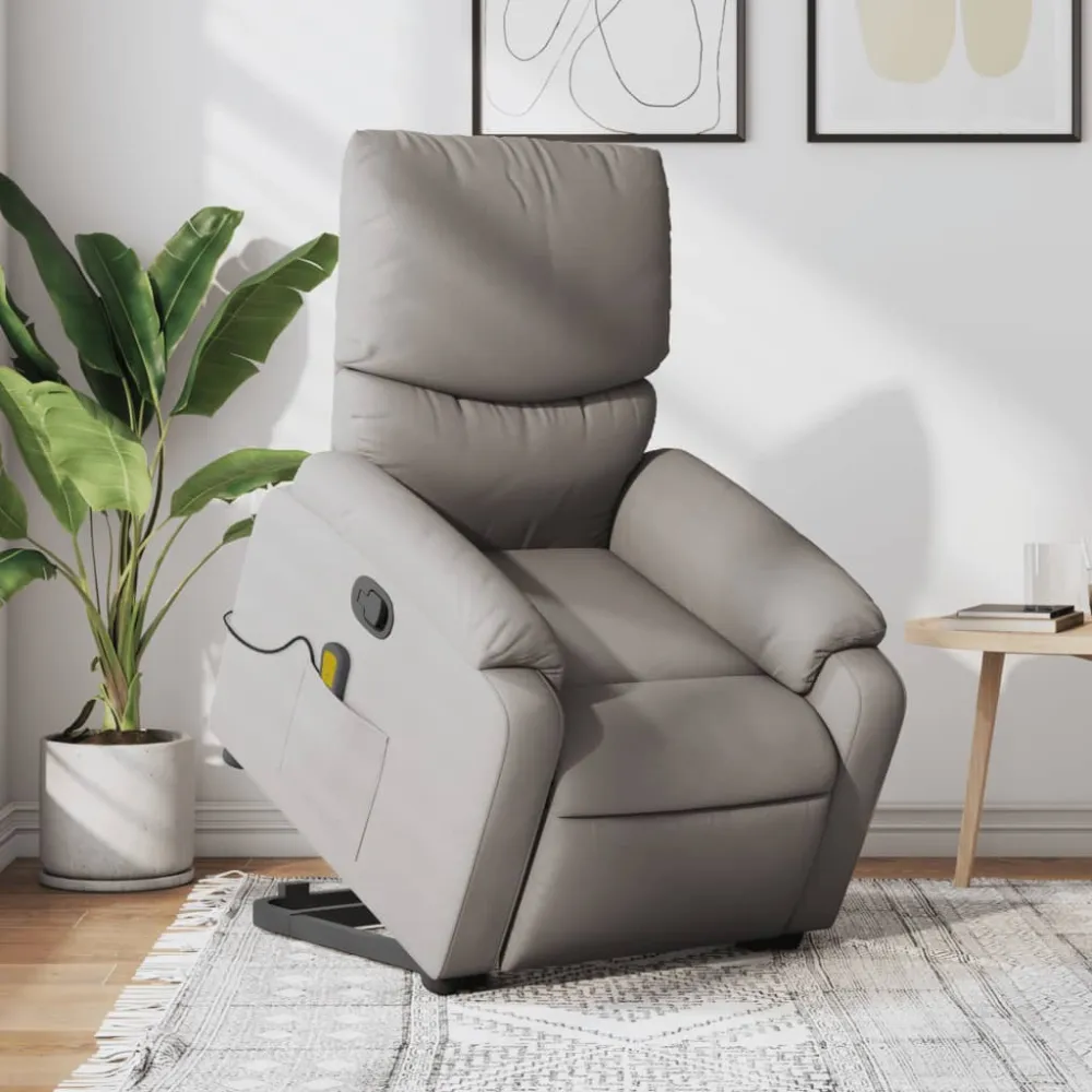 Sta-op-massagestoel verstelbaar stof taupe vidaXL