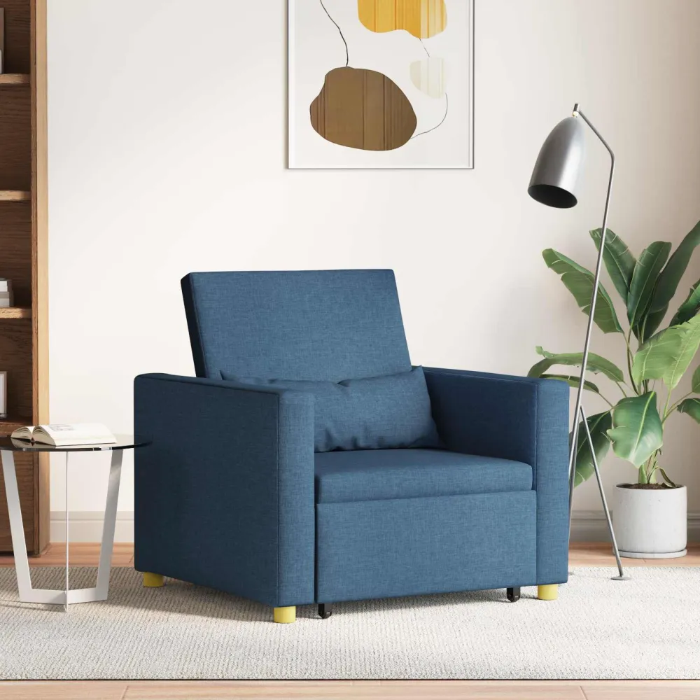 Uittrekbaar slaapbank eenpersoons Blauw 90 x 165 x 87 cm Stof vidaXL