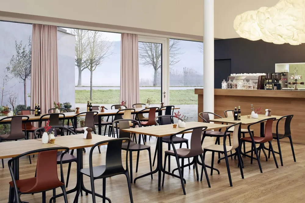 Vitra Belleville eetkamerstoel met arm donker eiken