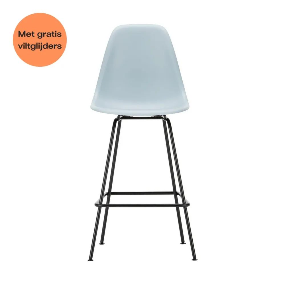Vitra Eames barkruk H67 Ice Grey zwart gepoedercoat