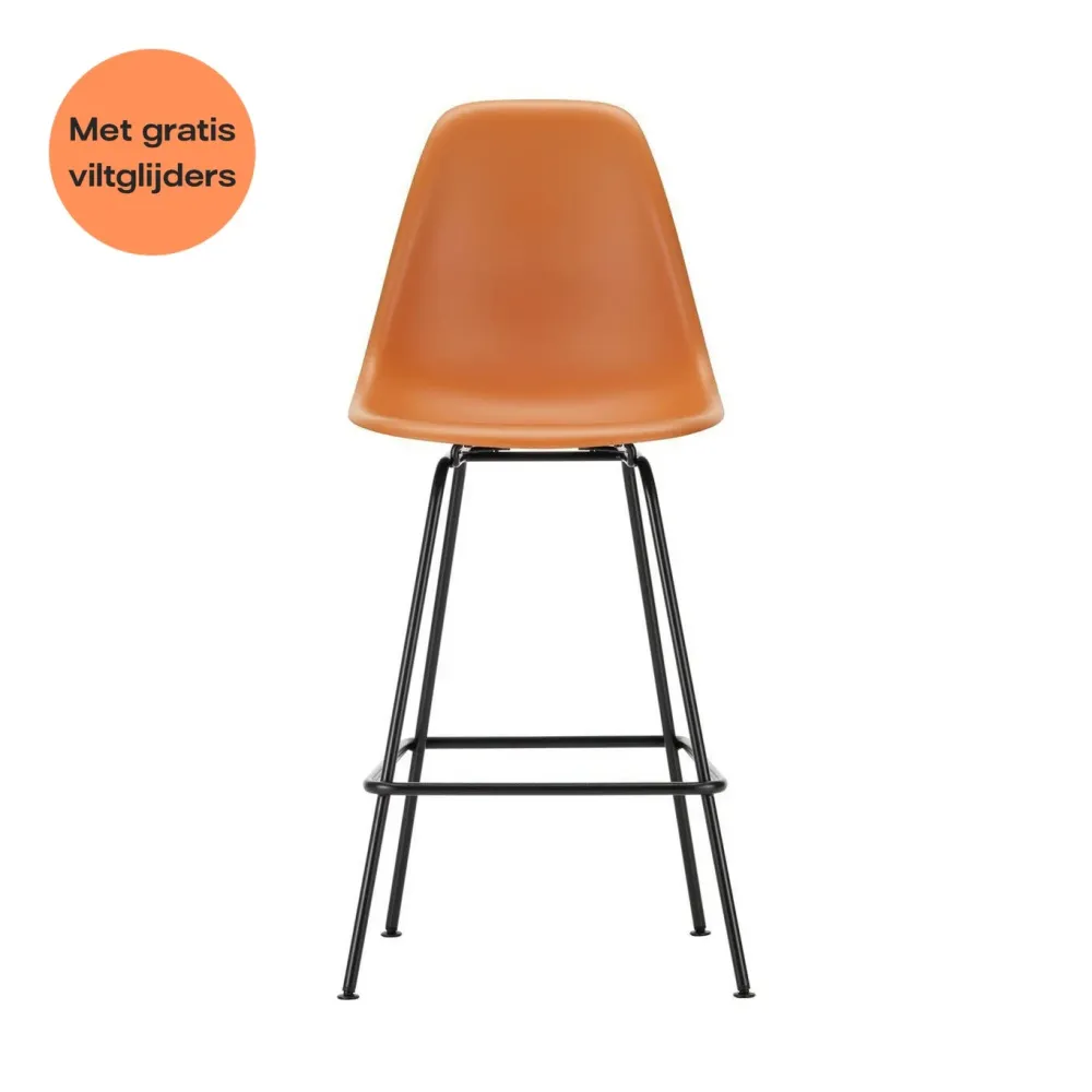 Vitra Eames barkruk H67 Rusty Orange zwart gepoedercoat
