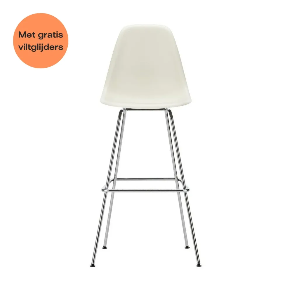Vitra Eames barkruk H80 Pebble verchroomd