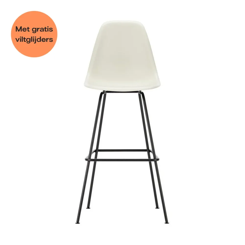 Vitra Eames barkruk H80 Pebble zwart gepoedercoat