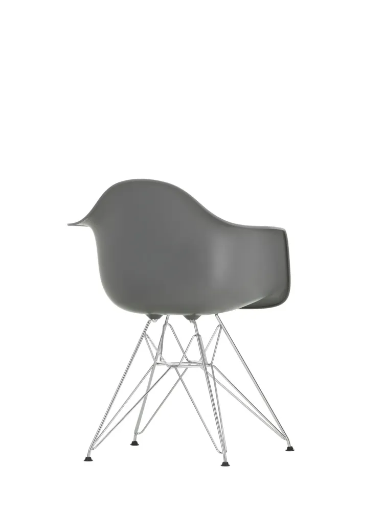 Vitra Eames DAR eetkamerstoel met arm Granite Grey verchroomd