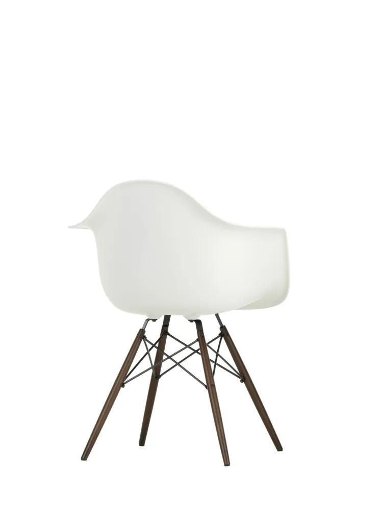 Vitra Eames DAW eetkamerstoel met arm White donker esdoorn