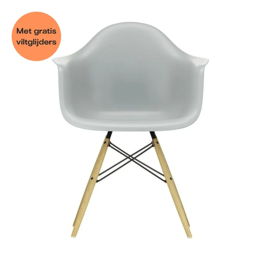 Vitra Eames DAW eetkamerstoel met arm Light Grey essen