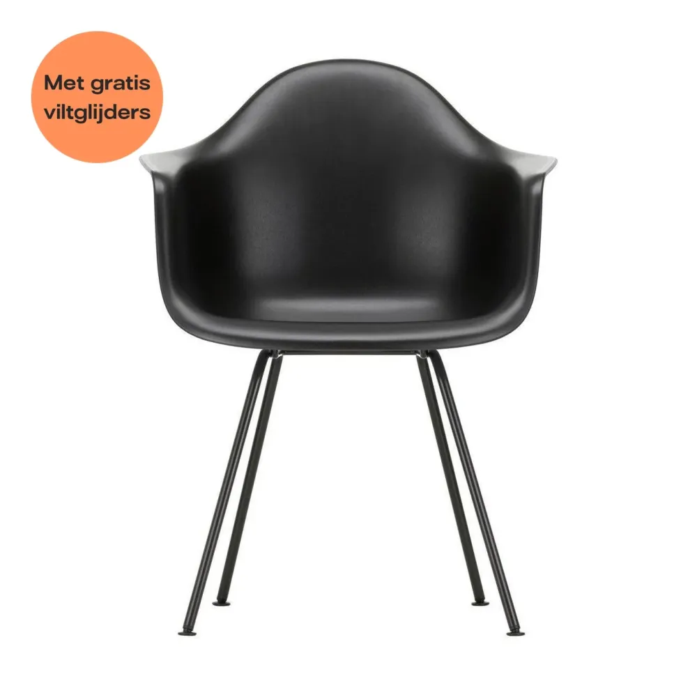 Vitra Eames DAX eetkamerstoel met arm Deep Black zwart gepoedercoat