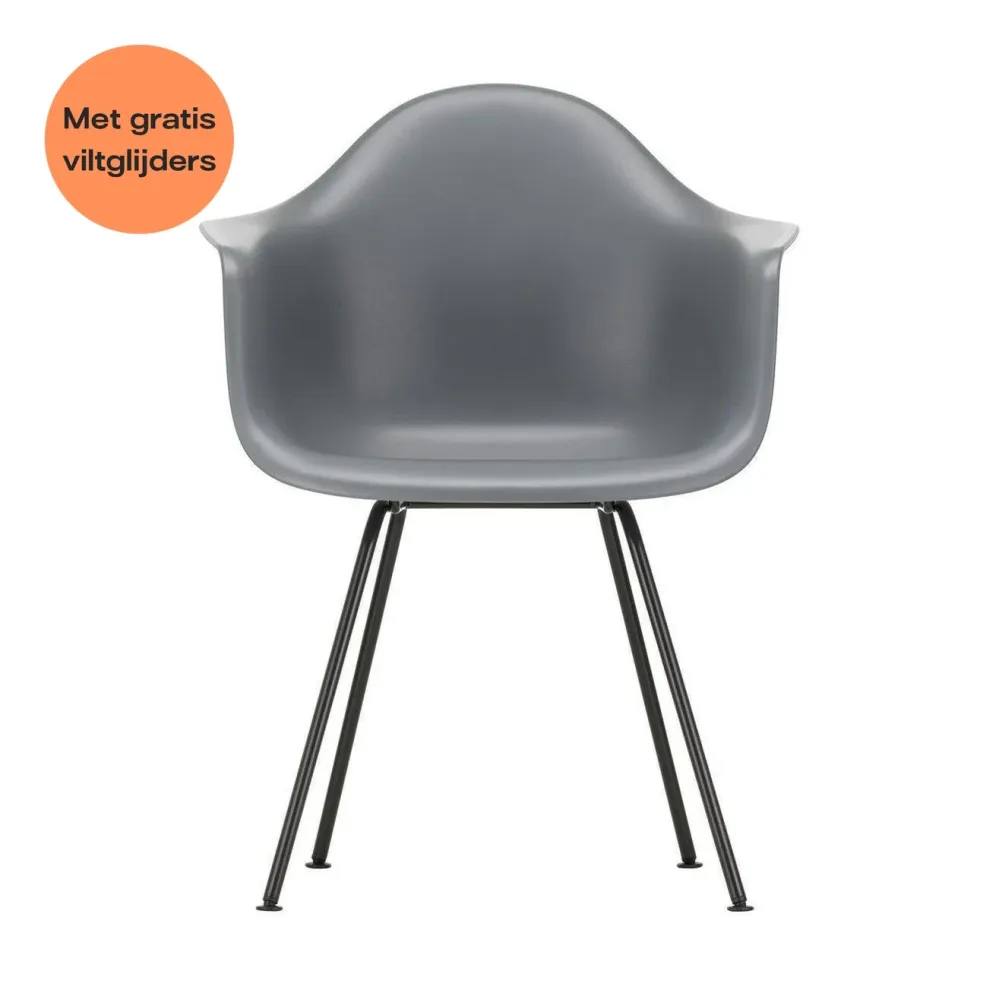 Vitra Eames DAX eetkamerstoel met arm Granite Grey zwart gepoedercoat