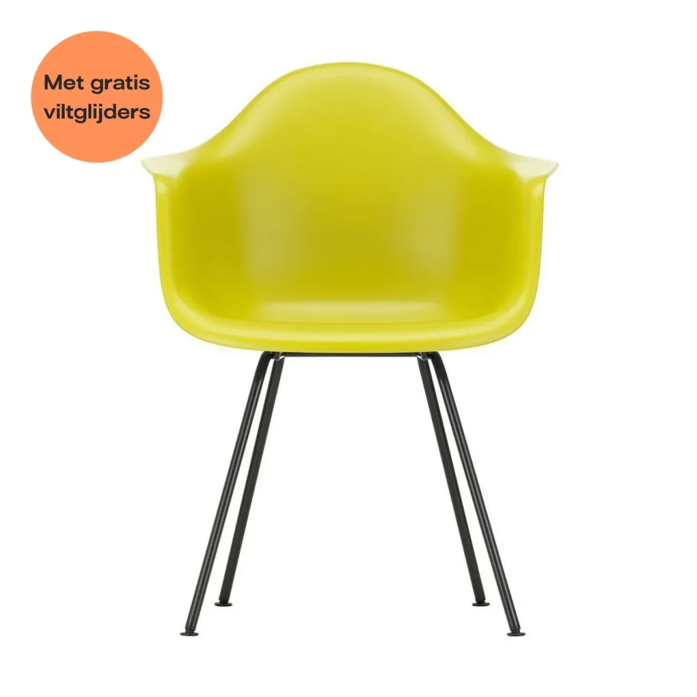 Vitra Eames DAX eetkamerstoel met arm Mustard zwart gepoedercoat