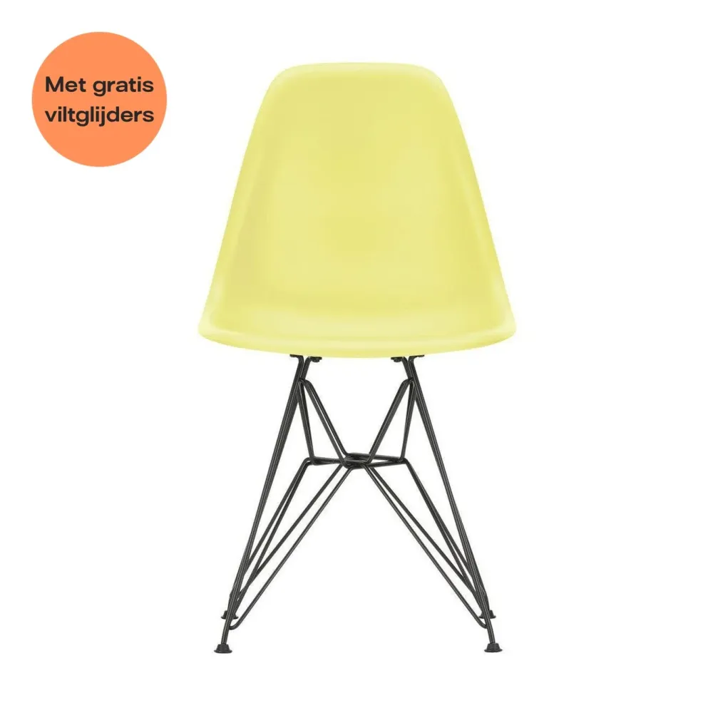Vitra Eames DSR eetkamerstoel Citron zwart gepoedercoat