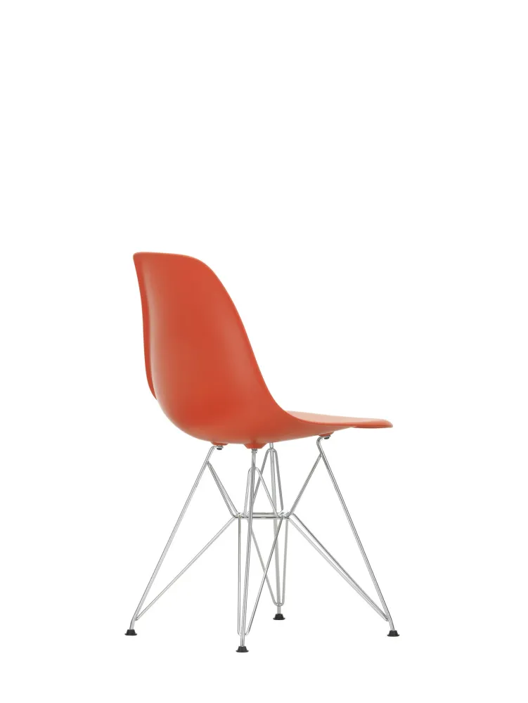 Vitra Eames DSR eetkamerstoel Poppy Red verchroomd