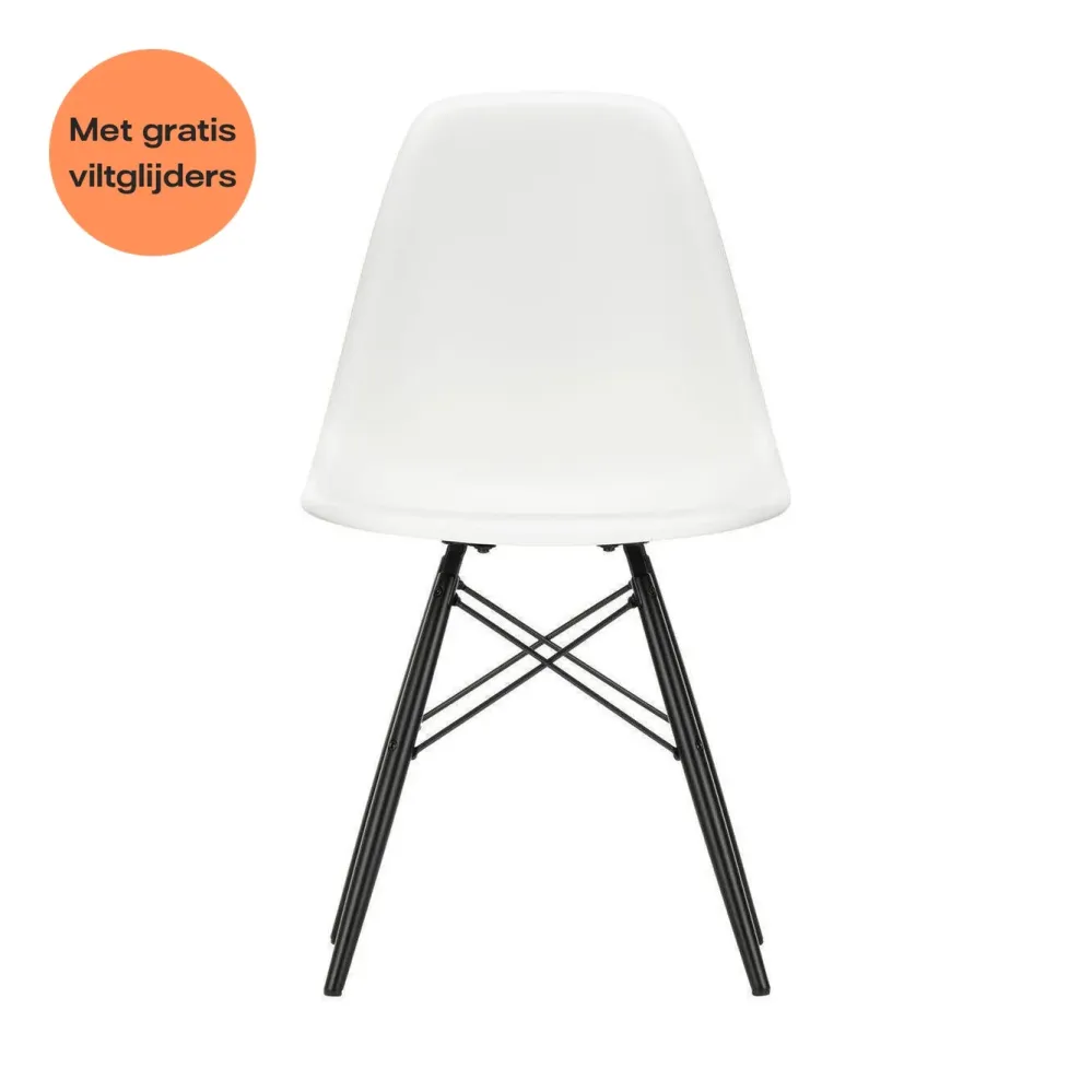 Vitra Eames DSW eetkamerstoel White zwart esdoorn