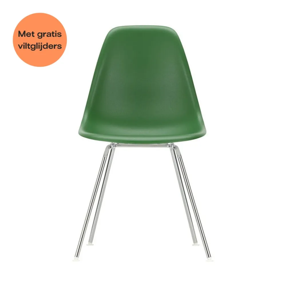 Vitra Eames DSX eetkamerstoel Emerald verchroomd