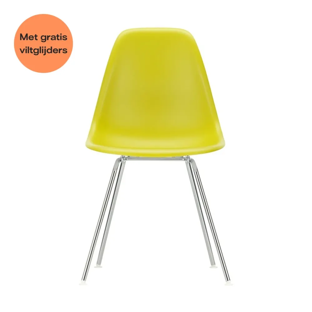 Vitra Eames DSX eetkamerstoel Mustard verchroomd