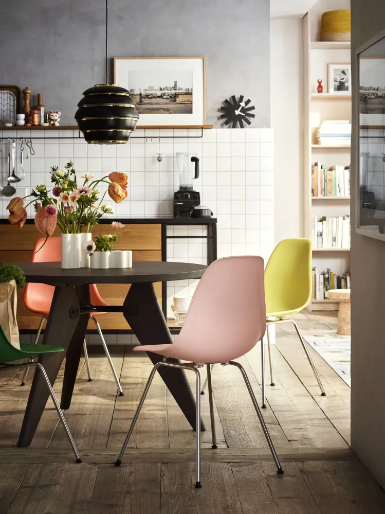 Vitra Eames DSX eetkamerstoel Mustard zwart gepoedercoat