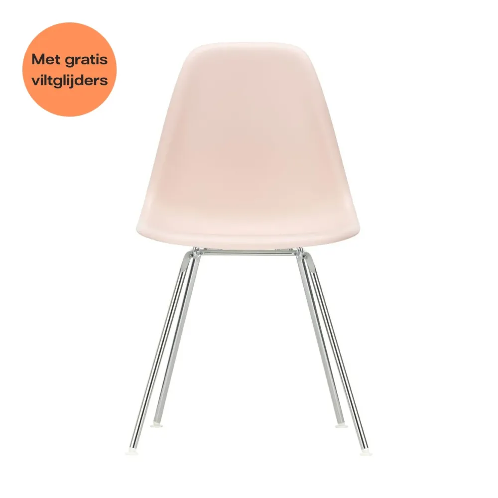 Vitra Eames DSX eetkamerstoel Pale Rose verchroomd