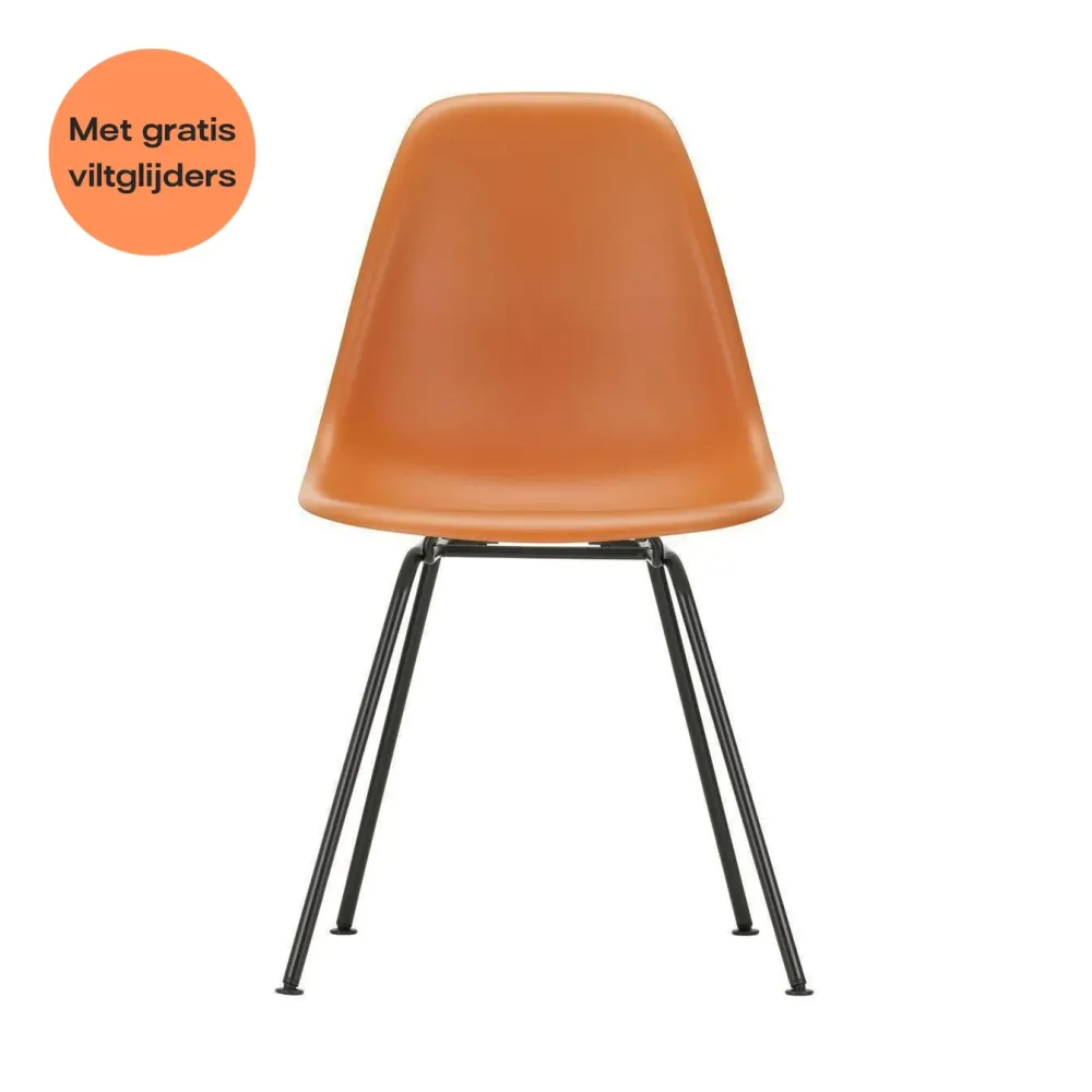 Vitra Eames DSX eetkamerstoel Rusty Orange zwart gepoedercoat