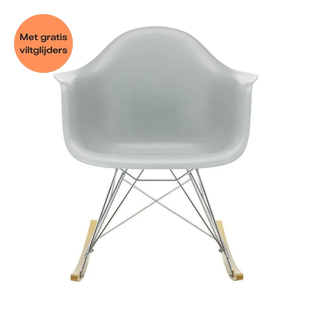 Vitra Eames RAR schommelstoel Light Grey esdoorn chroom