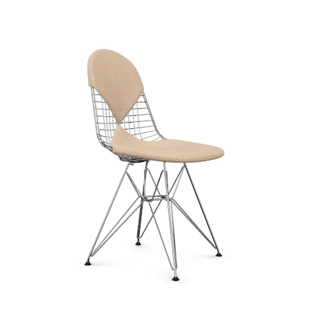 Vitra Eames Wire DKR-2 eetkamerstoel Nude Ivory verchroomd