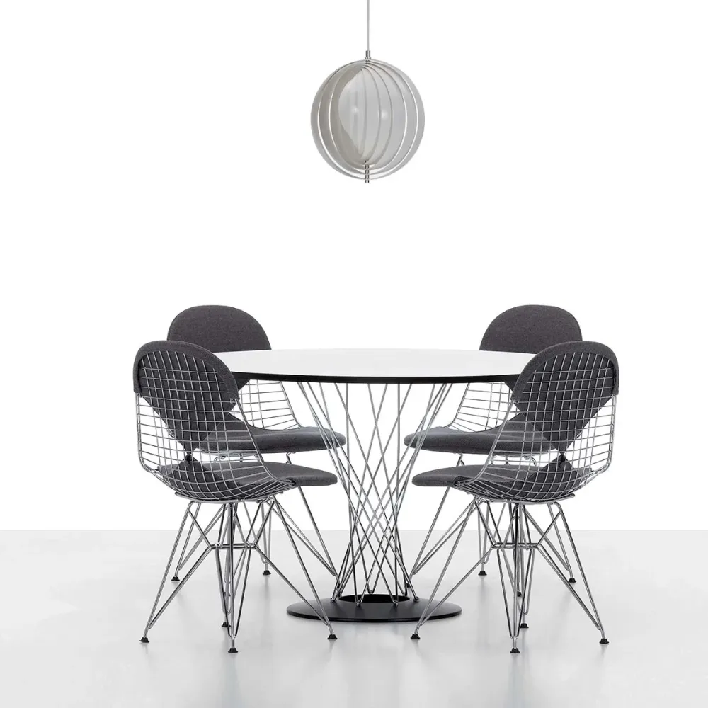 Vitra Eames Wire DKR-2 eetkamerstoel Nude Ivory verchroomd