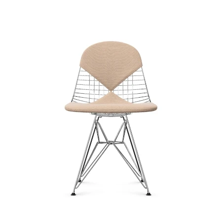 Vitra Eames Wire DKR-2 eetkamerstoel Nude Ivory verchroomd