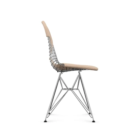 Vitra Eames Wire DKR-2 eetkamerstoel Nude Ivory verchroomd