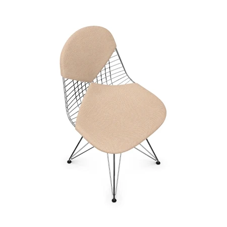 Vitra Eames Wire DKR-2 eetkamerstoel Nude Ivory verchroomd