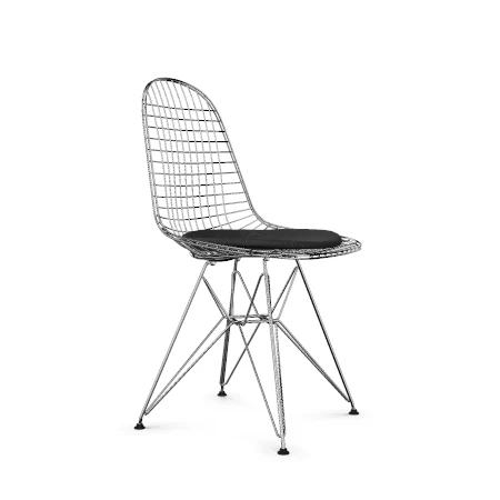 Vitra Eames Wire DKR-5 eetkamerstoel Deep Black verchroomd