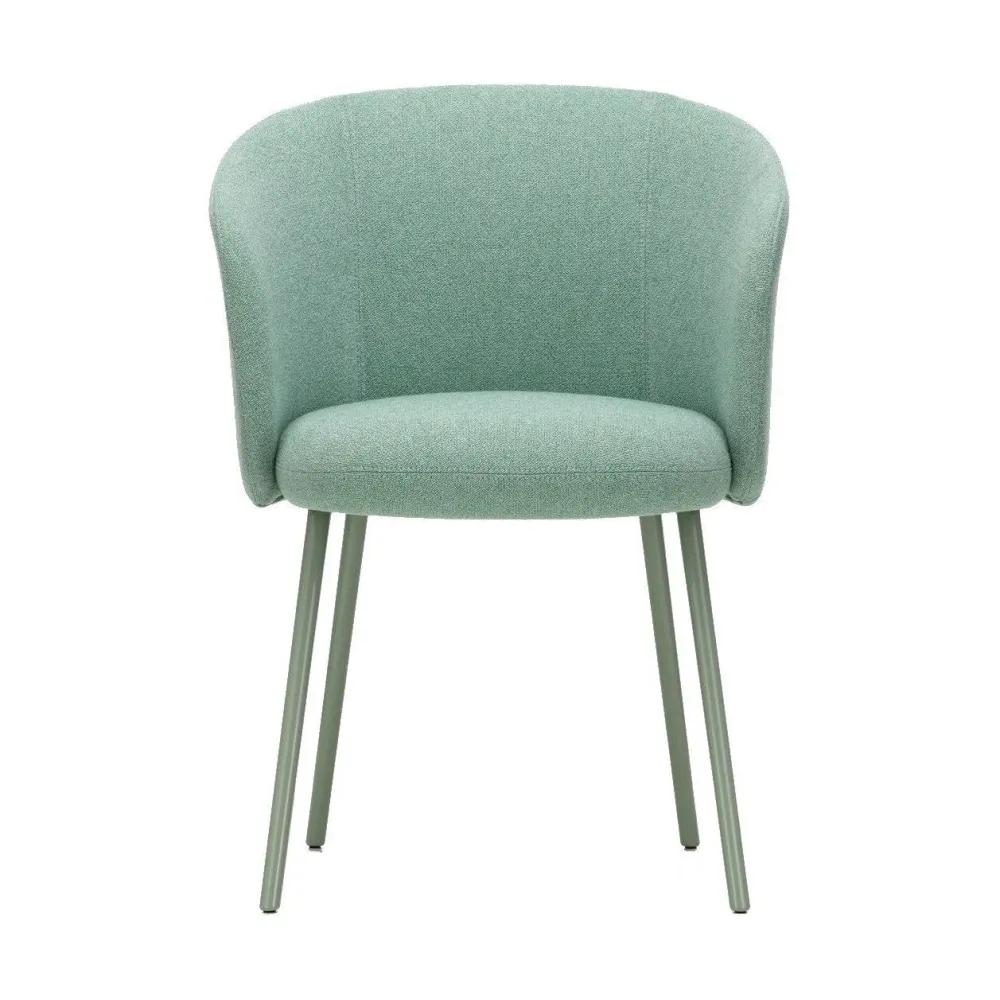 Vitra Mikado eetkamerstoel met arm Dumet Pale Blue Emerald gepoedercoat mint