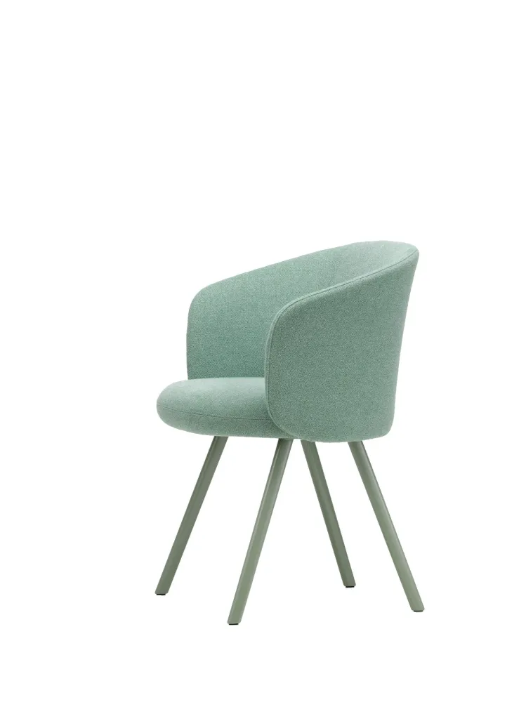 Vitra Mikado eetkamerstoel met arm Dumet Pale Blue Emerald gepoedercoat mint
